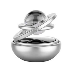 Solar Car Assorted Perfumes And Fresheners|Double Ring Crystal Auto Rotate Car Perfume Air Car Fresheners Tablet (Silver), Pack Of 1