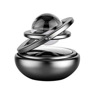 Solar Car Perfumes And Fresheners |Double Ring Crystal Auto Rotate Air Fresheners(Black)