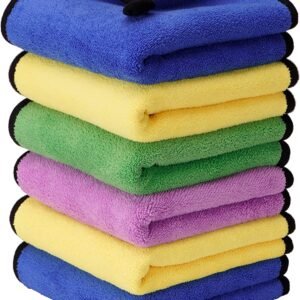 GearZ21 Premium Microfiber Car Cleaning Cloth, Double-Sided, Ultra Soft 600 GSM Towel for Cars & Bikes, 40cm x 40cm, Pack of 6 (Mixed Colors)