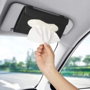 Car Tissue Holder – Black Sun Visor Napkin Organizer | Stylish Car Visor Tissue Holder | Universal Fit for Vehicles